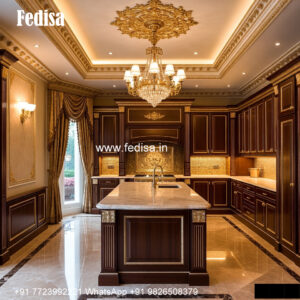 Classic Kitchen Island Design Waterfall Quartz Countertop No-895