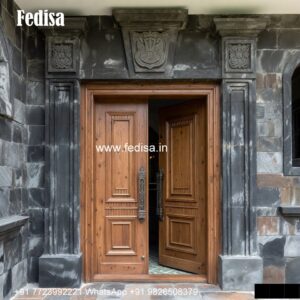 Glass Panel Classic Door Wooden Main Door Designs Indian Style No-007