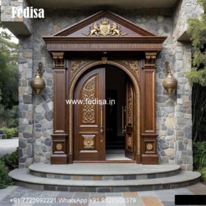Traditional Door Design Glass Door Design With Wooden Frame No-583