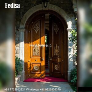 Elegant Double Door Classic Entry Design Teak Wood Main Double Door Designs For Houses No-902