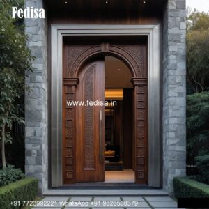 Carved Wooden Doors Double Door Handle Design No-1005