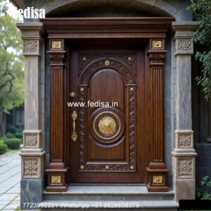 Engraved Wooden Door Door Corner Design No-1031