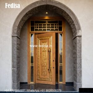 Elegant Double Door Classic Entry Design Pooja Mandir Glass Door Design No-1107