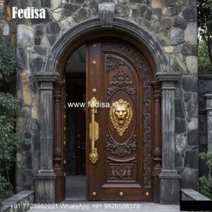 Glass Panel Classic Door Hand Carved Doors No-1237