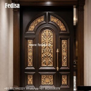 Elegant Double Door Classic Entry Design Wooden Beading Designs For Doors No-1312
