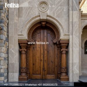 Decorative Wooden Doors Grill Double Door Design No-1355