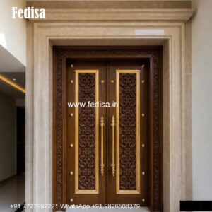 Engraved Wooden Door Pooja Room Gate Design No-1359