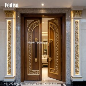 Handcrafted Wooden Door Laser Cutting Main Door Design No-1375