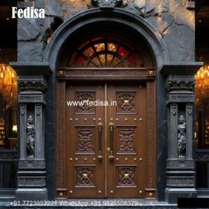 Mahogany Classic Doors Brass Door Design No-1414