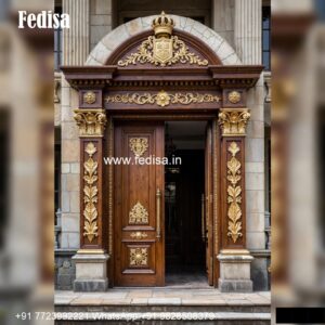 Hardwood Traditional Doors Wooden Door Design With Mirror No-1458