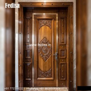 Traditional Carved Wooden Front Door Ideas Ganesh Design On Glass Door No-1637