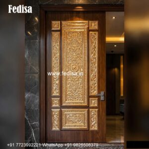 Carved Wooden Doors Mandir Darwaja Design No-1743