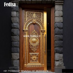 Luxury Classic Entrance Door Designs India Pooja Doors With Bells No-1761