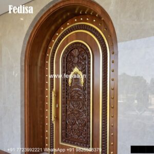 Elegant Double Door Classic Entry Design Door Round Design No-1763