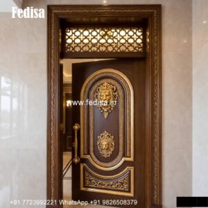 Traditional Carved Wooden Front Door Ideas Stainless Steel Safety Door Design No-1801