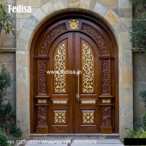 Elegant Double Door Classic Entry Design Pooja Room With Glass Door No-1804