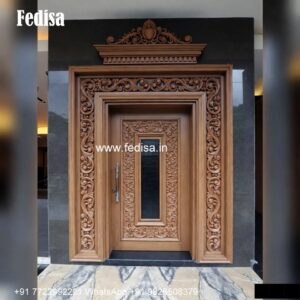 Carved Door Patterns Wooden Door With Window Design No-1805