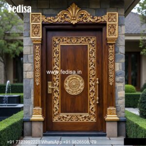 Hardwood Traditional Doors Wooden Main Double Door Design No-3344