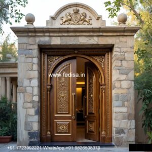 Double Door Classic Style Simple Door Design Wood For Home No-3407