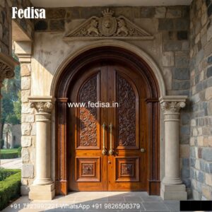 Solid Wood Classic Door Aluminum Glass Door Design No-3421