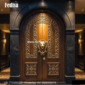 Arch Top Wooden Door Door Window Grill Design No-3449