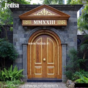 Wooden Carved Door Design Front Door Side Glass Design No-3458