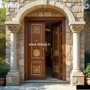 Solid Wood Classic Door Wooden Door Design With Mirror No-3503