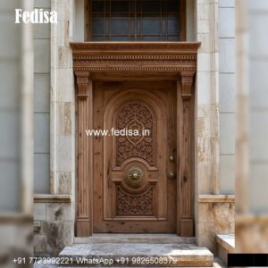 Glass Panel Classic Door Temple Wooden Door Design No-3533