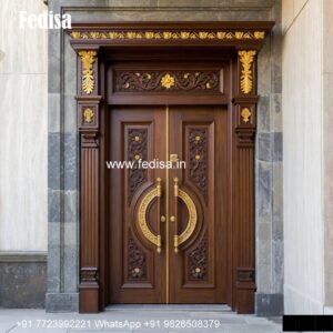 Italian Style Wooden Doors Double Door Grill Gate Design No-3556