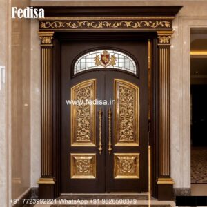 Solid Wood Classic Door Single Glass Door Design No-3585