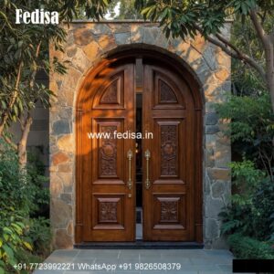 Glass Panel Classic Door Wooden Balcony Door Design No-3656