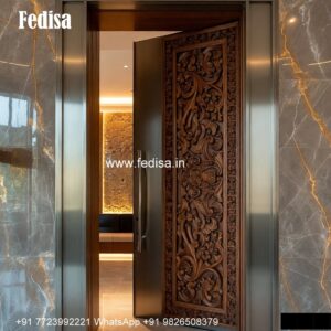 Handcrafted Wooden Door Best Safety Door Designs For Flats No-3671