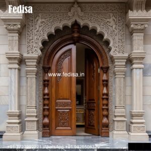 Home Entry Wooden Door Ganesh Design On Glass Door No-3682