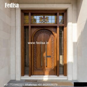 Hardwood Traditional Doors Home Front Steel Grill Design With Glass No-3713