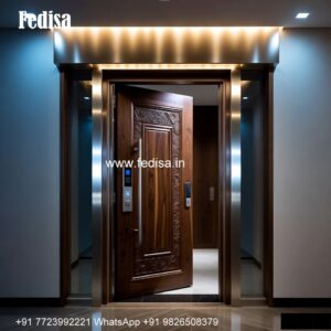 Engraved Wooden Door Foldable Doors For Pooja Room No-3778
