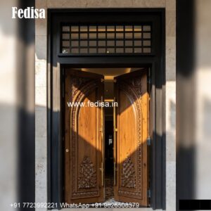 Engraved Wooden Door Sliding Front Door Design No-3819