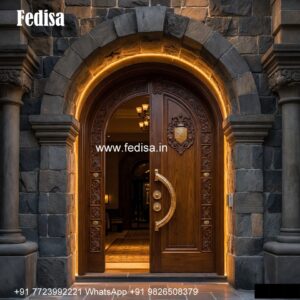 Bungalow Classic Door Design Wooden Door With Steel Design No-3889