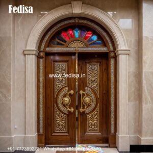 Elegant Double Door Classic Entry Design Office Entrance Glass Door Design No-3895