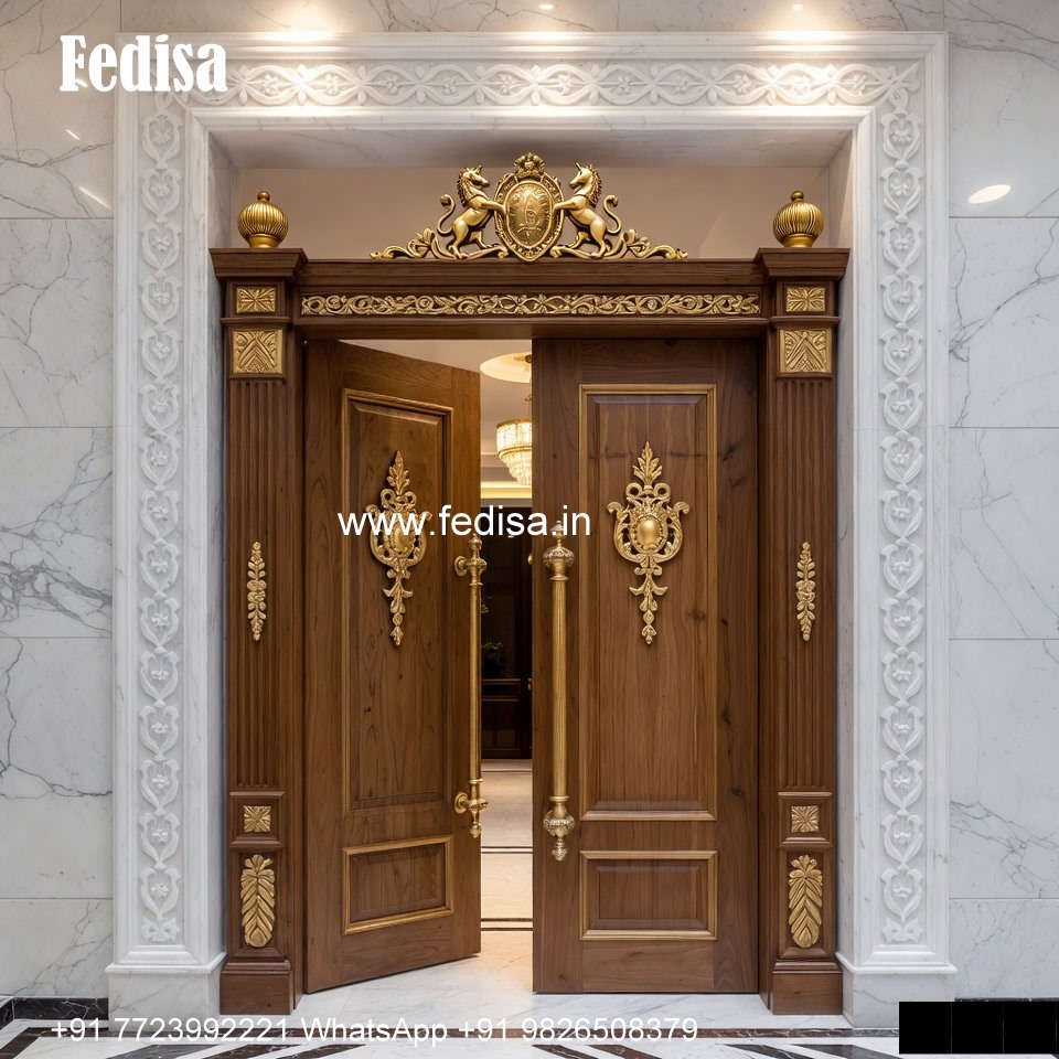 Classic Wooden Main Door Design For Home Loha Gate Design Double Door No-3932