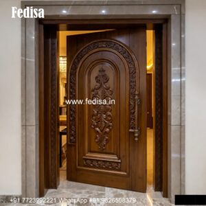 Solid Wood Classic Door Main Door Metal Design No-4036