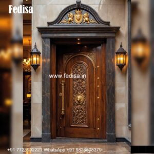 Double Door Classic Style Wooden Round Double Door Design No-4063