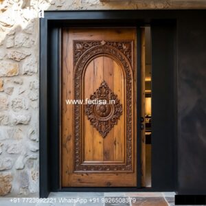 Arch Top Wooden Door Toughened Glass Door Design No-4064