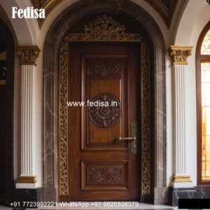 Colonial Style Door Main Door Attached Window Glass Design No-4331