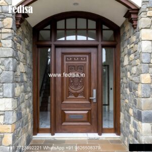 Rustic Classic Door Wooden Glass Door Design No-4414