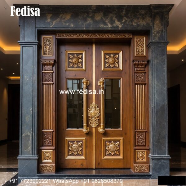 Bungalow Classic Door Design Teak Wood Double Door Design No-4422 - Fedisa