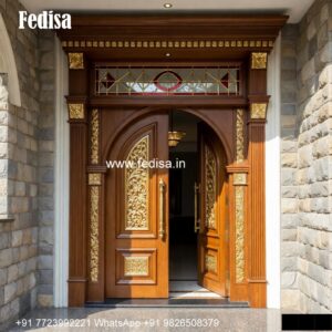 Elegant Double Door Classic Entry Design Wooden Panel Door Design No-4428