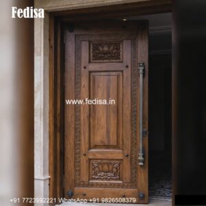 Engraved Wooden Door Lohe Ka Darwaza Single No-4434