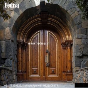 Hardwood Traditional Doors Main Door Attached Glass Design No-4492