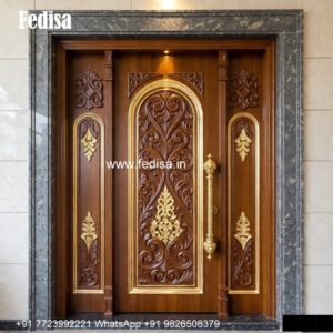 Engraved Wooden Door Front Door Arch Design No-4598