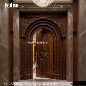 Handcrafted Wooden Door House Main Door Side Glass Design No-4696
